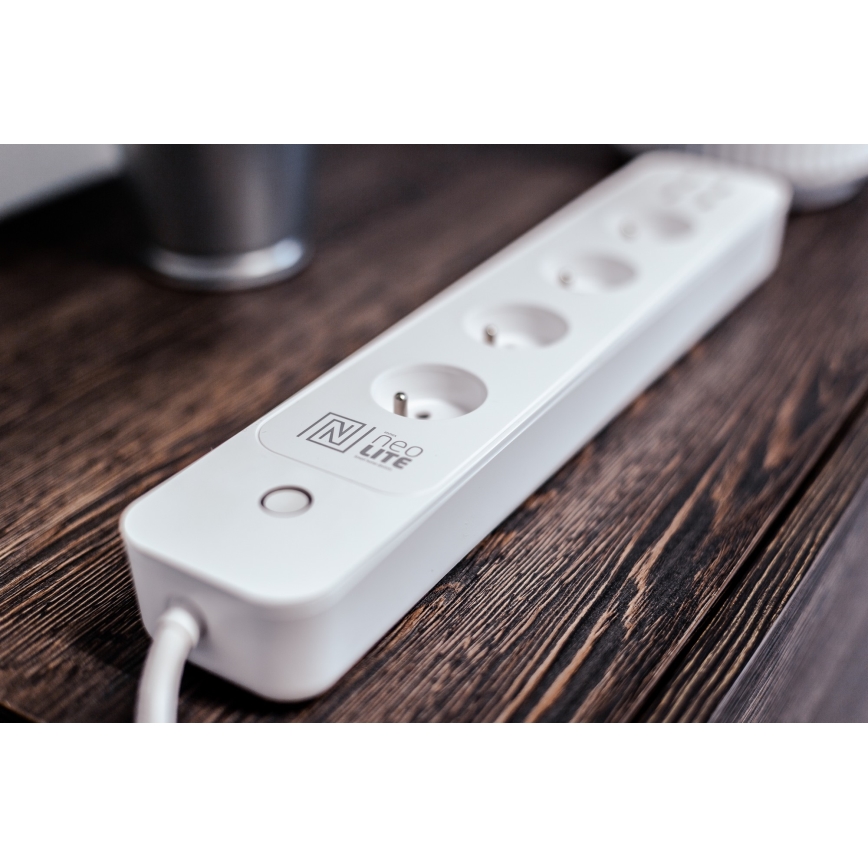 Immax NEO 07707L - Подовжувач NEO LITE Smart 4AC + 4USB Wi-Fi Tuya 1,5 м