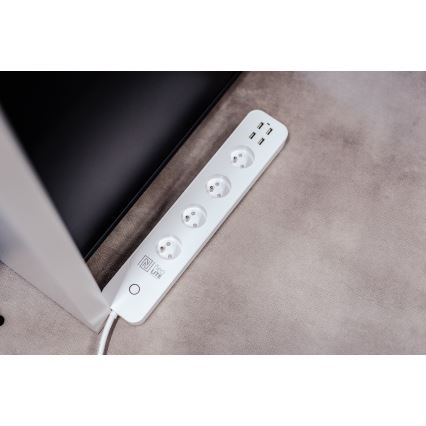 Immax NEO 07707L - Подовжувач NEO LITE Smart 4AC + 4USB Wi-Fi Tuya 1,5 м