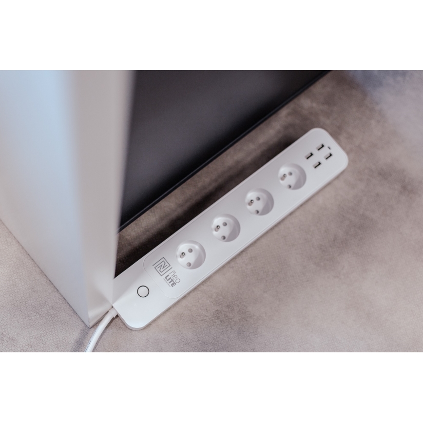 Immax NEO 07707L - Подовжувач NEO LITE Smart 4AC + 4USB Wi-Fi Tuya 1,5 м