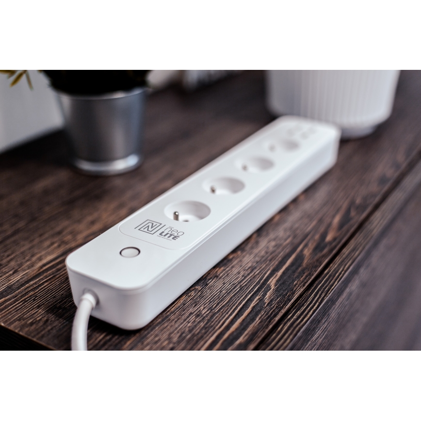Immax NEO 07707L - Удлинитель NEO LITE Smart 4AC + 4USB Wi-Fi Tuya 1,5 м