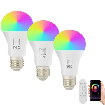 Immax NEO 07712CDO - НАБІР 3x LED RGB+CCT Лампочка з регулюванням яскравості E27/9W/230V Wi-Fi Tuya + пульт дистанційного керування