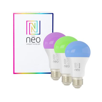 Immax NEO 07712CDO - НАБОР 3x Светодиодная RGB+CCT лампочка с регулированием яркости E27/9W/230V Wi-Fi Tuya + дистанционное управление