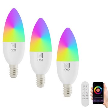 Immax NEO 07716CDO - НАБІР 3x LED RGB+CCT Лампочка з регулюванням яскравості E14/6W/230V Wi-Fi Tuya + пульт дистанційного керування