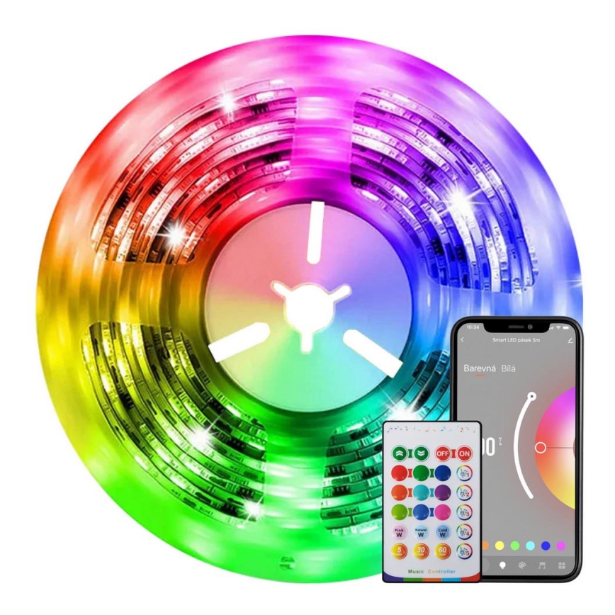 Immax NEO 07726L - LED RGB+CCT Стрічка з регулюванням яскравості NEO LITE LED/24W/230V 5 м IP65 MUSIC Wi-Fi Tuya + пульт дистанційного керування