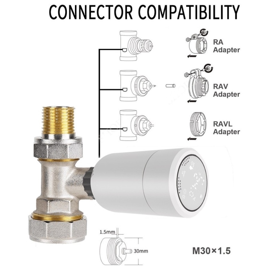 Immax NEO 07732A - Набор 3x термостатические головки 2xAA/3V Tuya