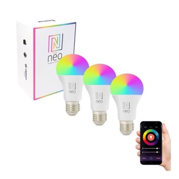 Immax NEO 07733C - НАБІР 3x LED RGB Лампочка з регулюванням яскравості NEO LITE E27/11W/230V Wi-Fi Tuya