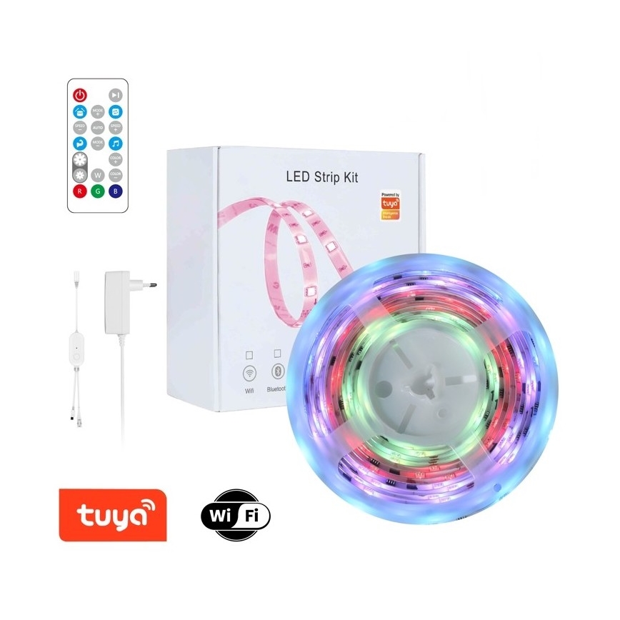 Immax NEO 07734L - Світлодіодна RGB стрічка з регулюванням яскравості NEO LITE LED/18W/230V 5м MUSIC IP65 Wi-Fi Tuya + дистанційне керування