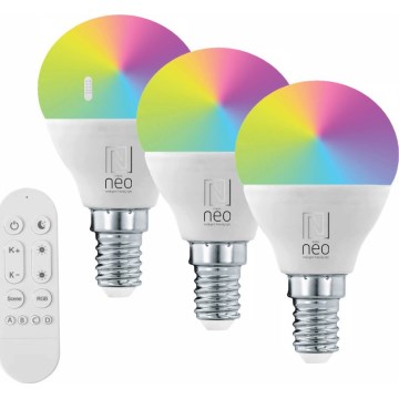 Immax NEO 07745CDO - Набір з 3 шт. LED RGB+CCT затемнюваних ламп E14/6W/230V Tuya Wi-Fi + пульт дистанційного керування