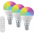 Immax NEO 07745CDO - НАБОР из 3 шт. светодиодных ламп LED RGB+CCT, диммируемые, E14/6 Вт/230 В, Tuya Wi‑Fi + пульт дистанционного управления