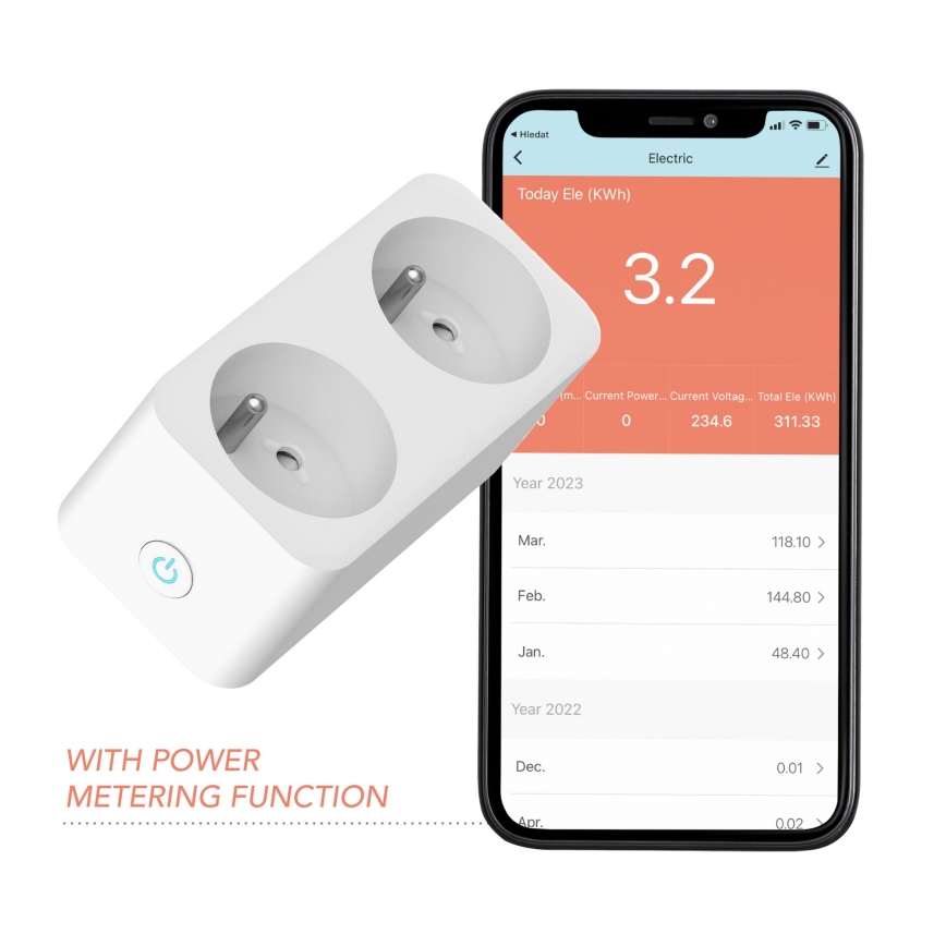 Immax NEO 07751L - Розумна розетка-розгалужувач NEO LITE 2x16A/230V Wi-Fi Tuya