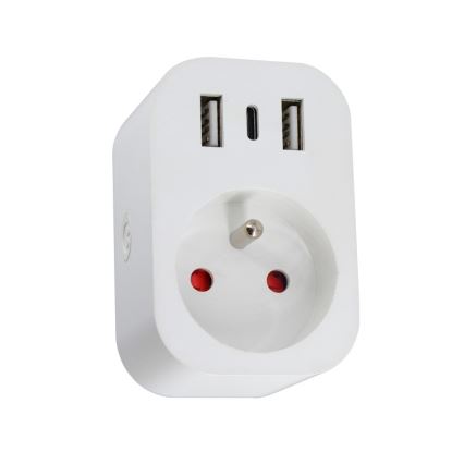 Immax NEO 07772L - Розумна розетка-розгалужувач 16A/230V + 2xUSB+1xUSB C Wi-Fi Tuya