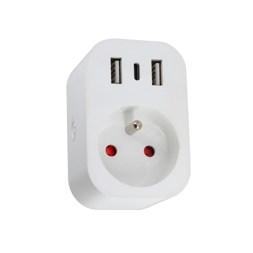 Immax NEO 07772L - Розумна розетка-розгалужувач 16A/230V + 2xUSB+1xUSB C Wi-Fi Tuya