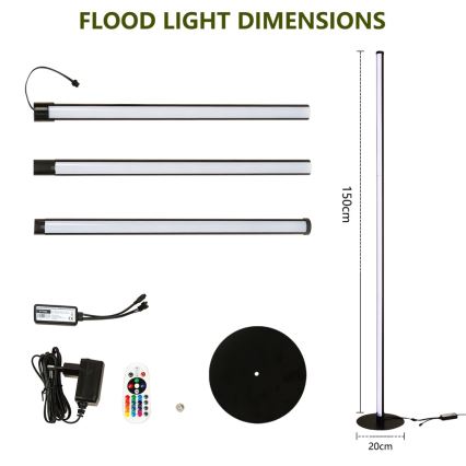 Immax NEO 07776L - LED RGB торшер з регульованою яскравістю AMBIENTE LED/12W/230V Wi-Fi Tuya + пульт дистанційного керування