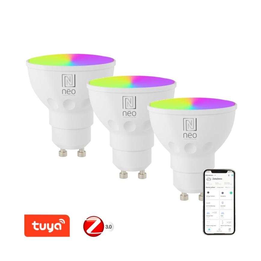 Immax NEO 07777C - НАБОР 3x Светодиодная RGB+CCT лампочка с регулированием яркости GU10/4,8W/230V Tuya