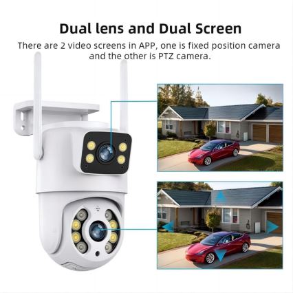 Immax NEO 07783L - Розумна зовнішня камера з подвійним сенсором DOUBLE 355° P/T 2x2MP IP65 Wi-Fi Tuya