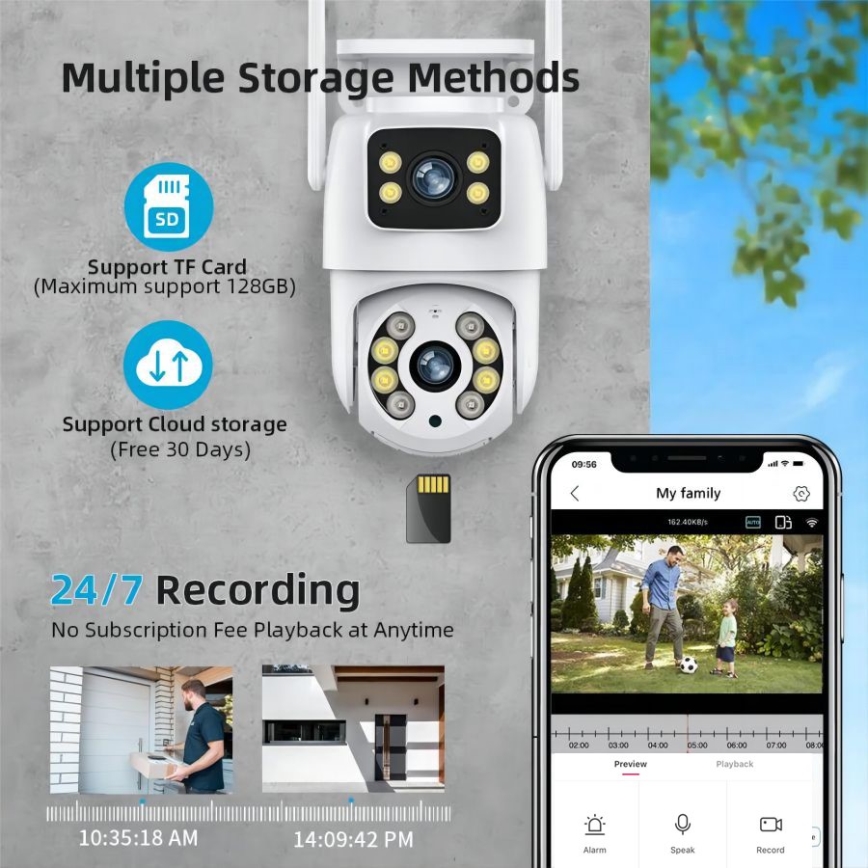 Immax NEO 07783L - Умная уличная камера с двойным сенсором, поворотом на 355° P/T, 2x2MP, IP65, Wi-Fi, Tuya