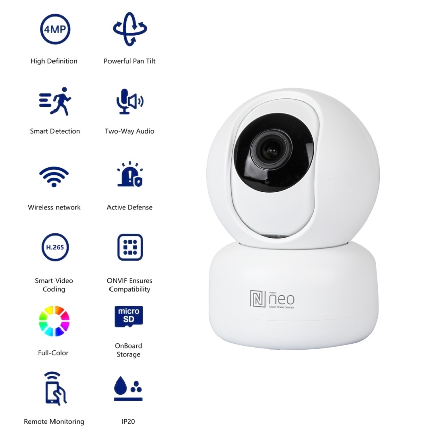 Immax NEO 07795L - Умная внутренняя камера с датчиком 4MP 5V Wi-Fi Tuya