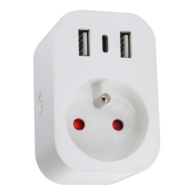 Immax NEO 07799L - Умный сетевой разветвитель 16A/230V + 2xUSB+1xUSB C Wi-Fi Tuya