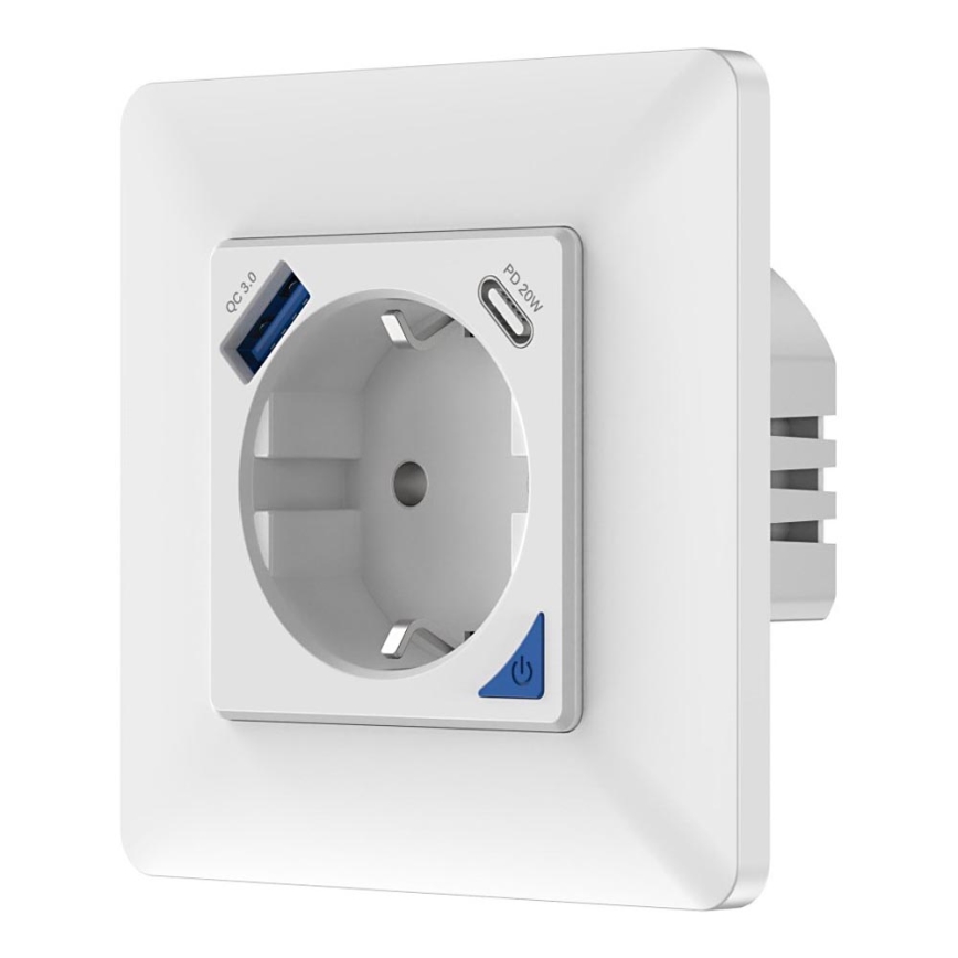 Immax NEO 07801L - Розумна розетка 16A/230V + 1xUSB-A+1xUSB C Tuya SCHUKO