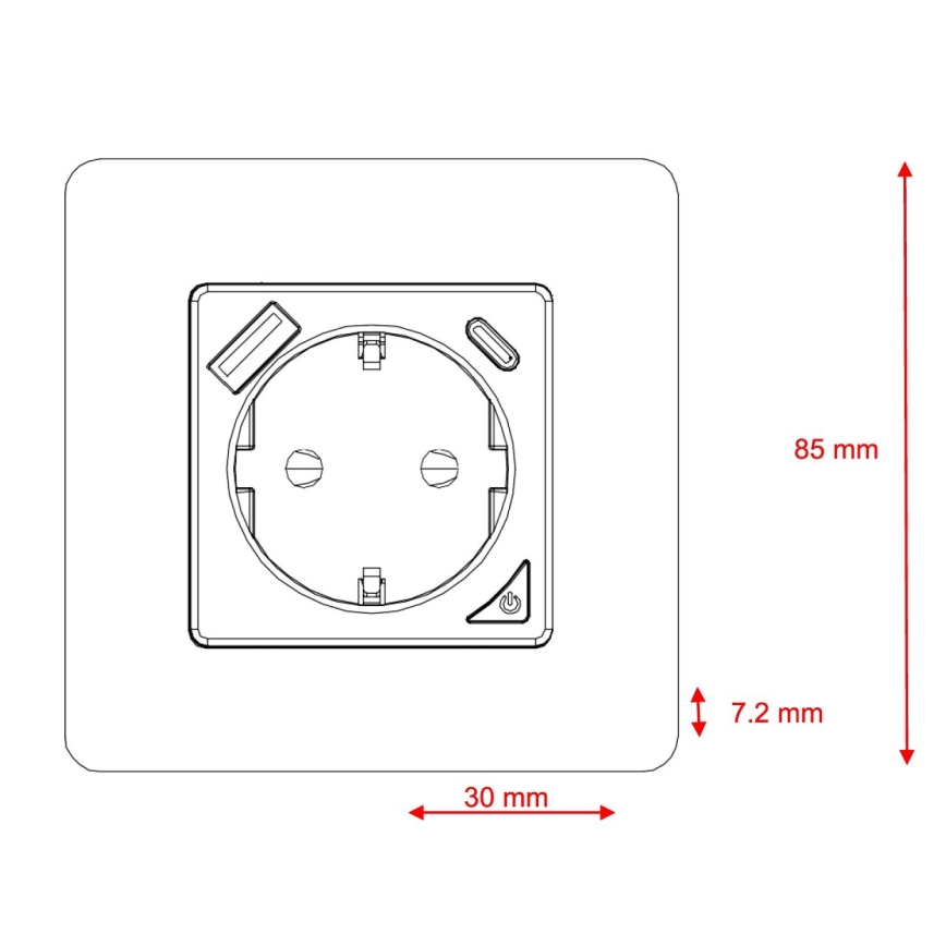 Immax NEO 07801L - Розумна розетка 16A/230V + 1xUSB-A+1xUSB C Tuya SCHUKO