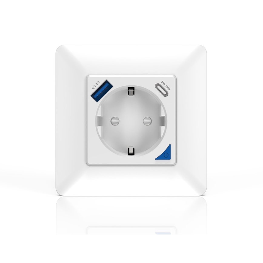 Immax NEO 07801L - Умная розетка 16A/230V с 1x USB-A и 1x USB-C Tuya SCHUKO