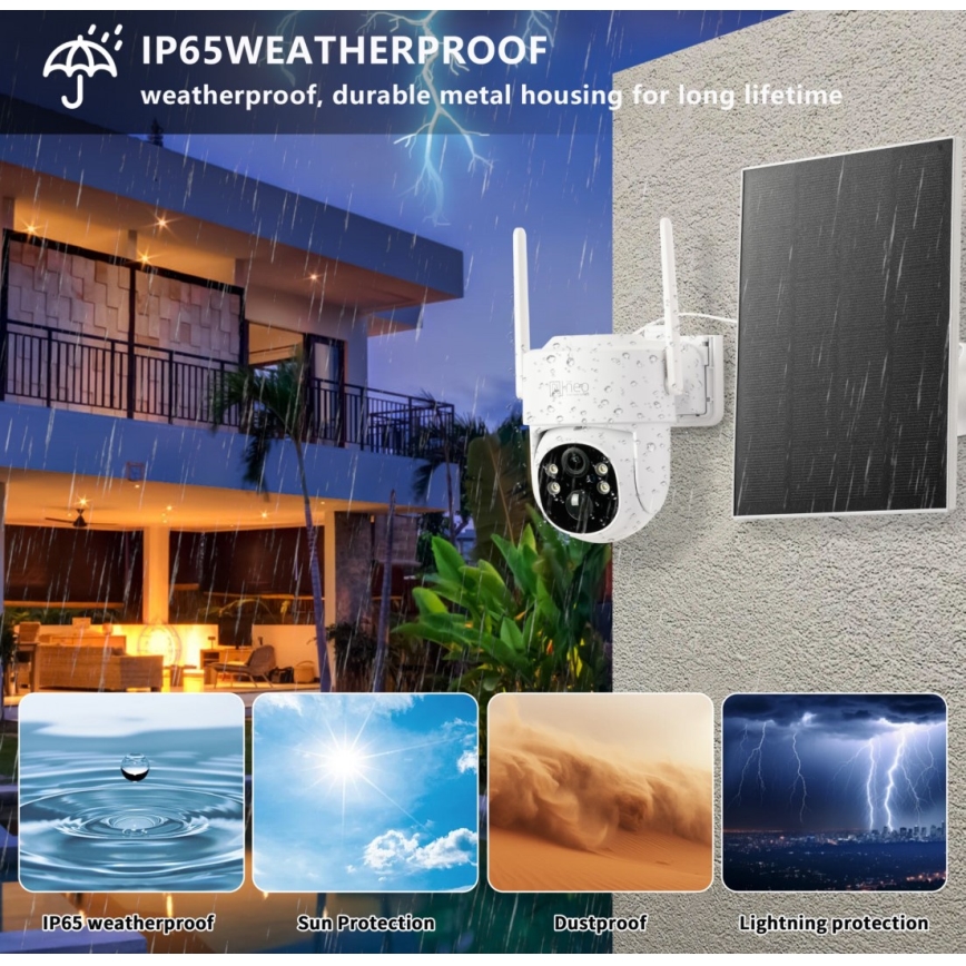 Immax NEO 07804L - Умная уличная солнечная камера с датчиком, аккумулятор 9000 мАч, Wi-Fi, Tuya, IP65