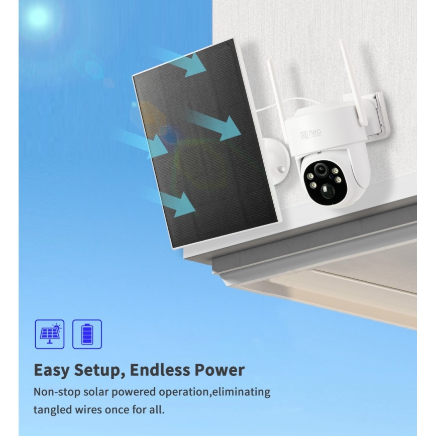 Immax NEO 07804L - Умная уличная солнечная камера с датчиком, аккумулятор 9000 мАч, Wi-Fi, Tuya, IP65