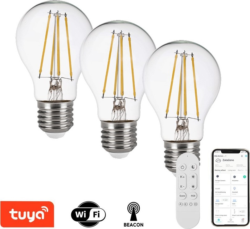Immax NEO 07806CDO - набор из 3 LED CCT диммируемых ламп E27/3W/230V с Wi‑Fi и пультом дистанционного управления