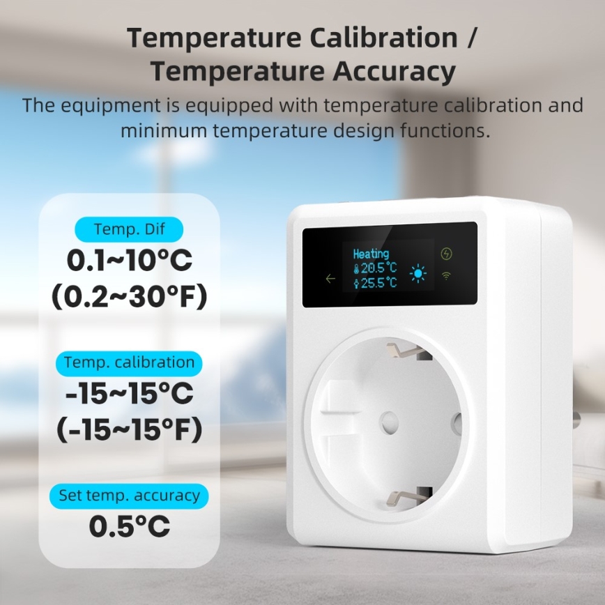 Immax NEO 07811L - Умная Wi‑Fi розетка с датчиком температуры, тип F, максимальная нагрузка 3680 Вт