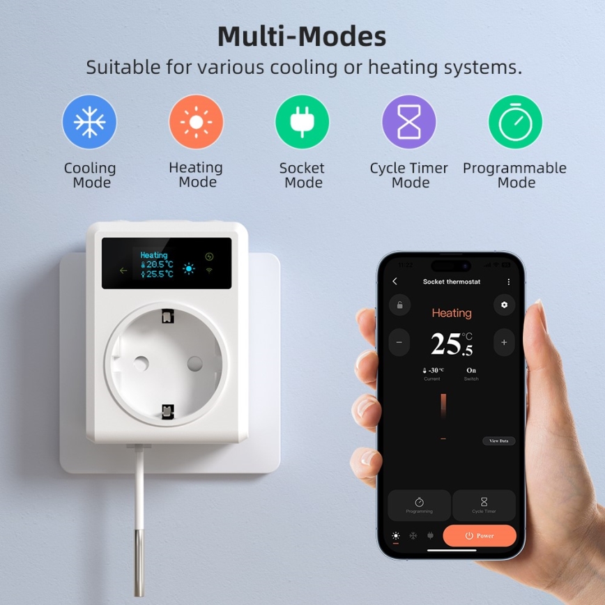 Immax NEO 07811L - Умная Wi‑Fi розетка с датчиком температуры, тип F, максимальная нагрузка 3680 Вт