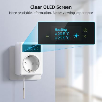 Immax NEO 07811L - Умная Wi‑Fi розетка с датчиком температуры, тип F, максимальная нагрузка 3680 Вт