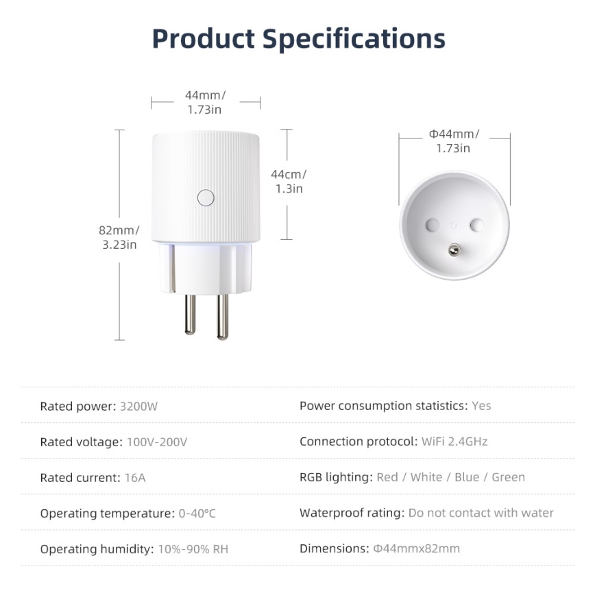 Immax NEO 07812L - Розумна розетка E 3500 Вт Tuya Wi-Fi