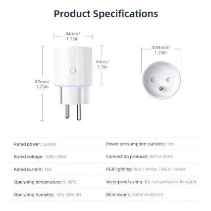 Immax NEO 07812L - Розумна розетка E 3500W Wi-Fi