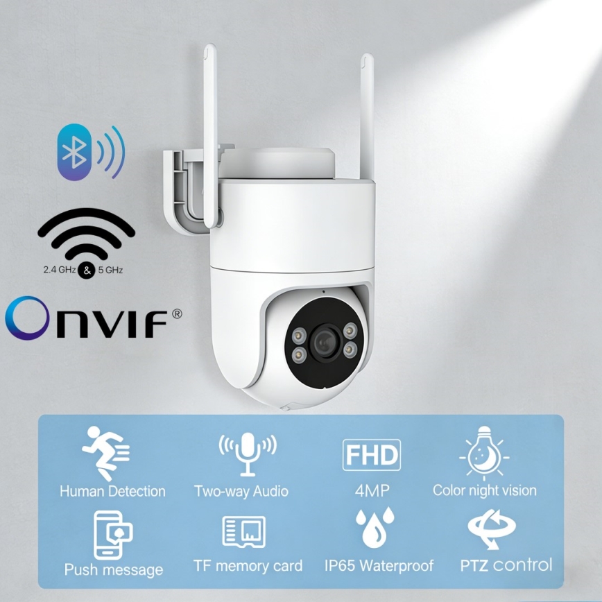Immax NEO 07819L - Умная уличная камера с 4 МП сенсором, питание 5 В, степень защиты IP65, совместима с Tuya и Wi-Fi