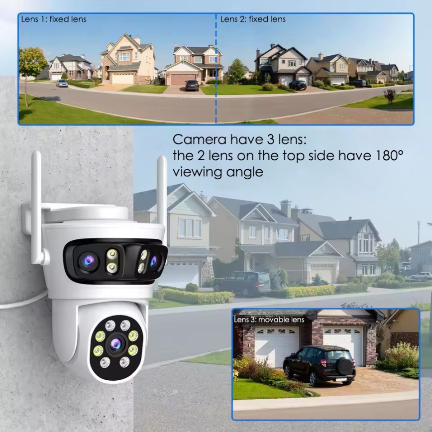Immax NEO 07823L - Умная уличная камера с сенсором 2MP+2MP+2MP 5V Wi-Fi