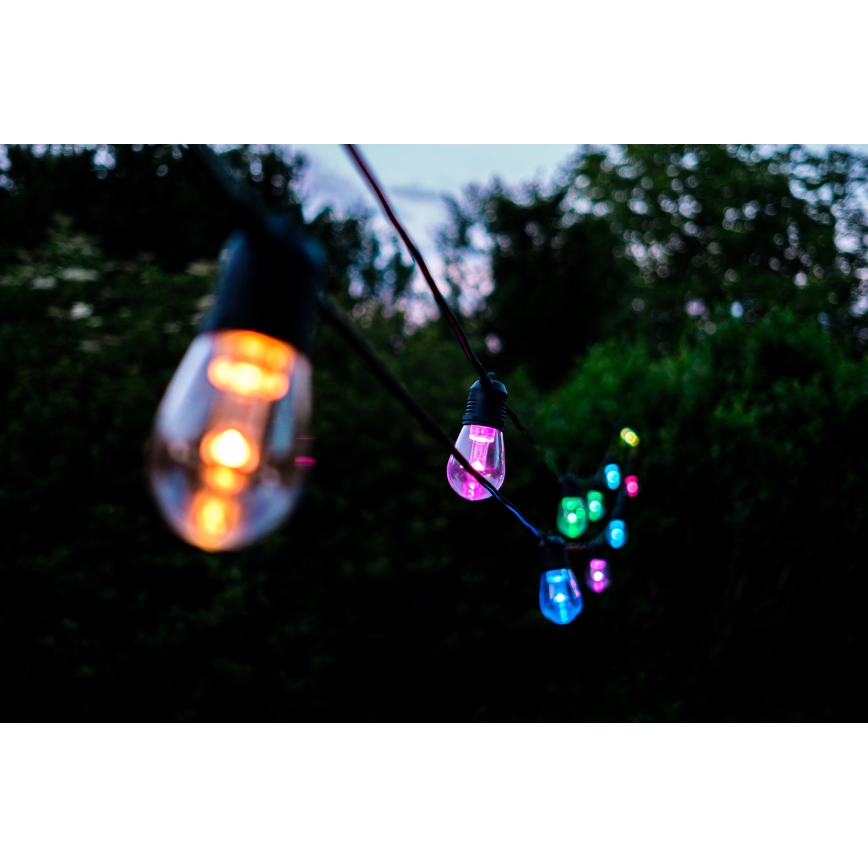 Светодиодная уличная RGB+CCT гирлянда с регулированием яркости GARLAND 15xLED/1W/230V 15 м Wi-Fi Tuya IP65 + дистанционное управление