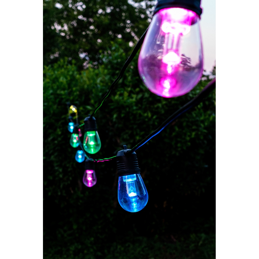 Светодиодная уличная RGB+CCT гирлянда с регулированием яркости GARLAND 15xLED/1W/230V 15 м Wi-Fi Tuya IP65 + дистанционное управление