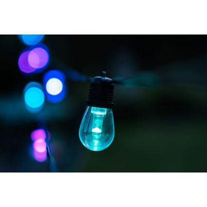 Светодиодная уличная RGB+CCT гирлянда с регулированием яркости GARLAND 15xLED/1W/230V 15 м Wi-Fi Tuya IP65 + дистанционное управление