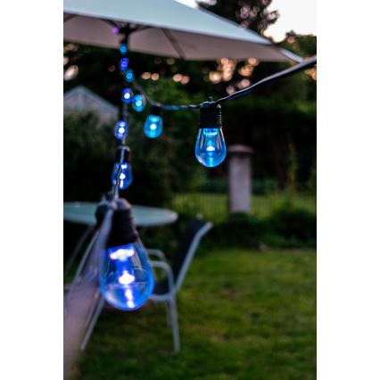 Светодиодная уличная RGB+CCT гирлянда с регулированием яркости GARLAND 15xLED/1W/230V 15 м Wi-Fi Tuya IP65 + дистанционное управление