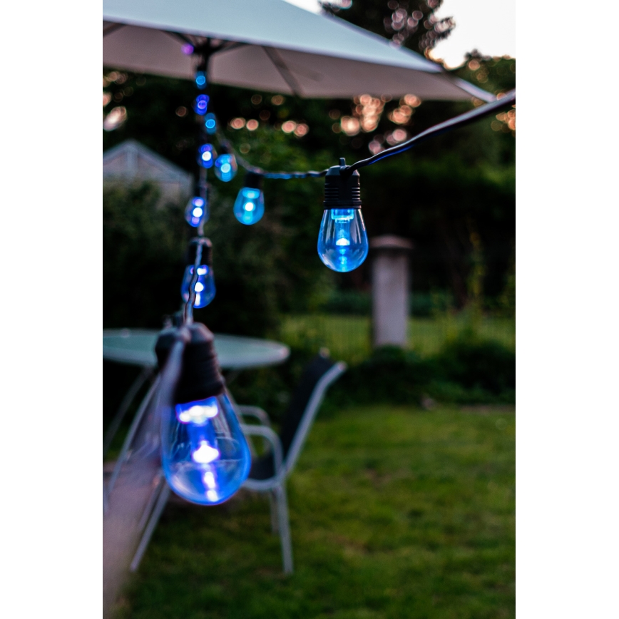 Светодиодная уличная RGB+CCT гирлянда с регулированием яркости GARLAND 15xLED/1W/230V 15 м Wi-Fi Tuya IP65 + дистанционное управление