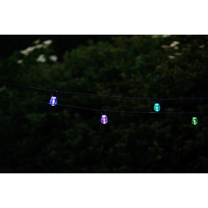 Светодиодная уличная RGB+CCT гирлянда с регулированием яркости GARLAND 15xLED/1W/230V 15 м Wi-Fi Tuya IP65 + дистанционное управление