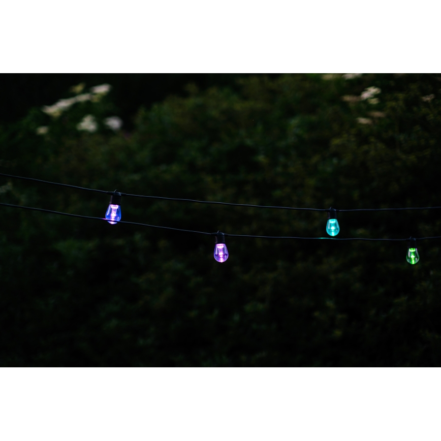 Светодиодная уличная RGB+CCT гирлянда с регулированием яркости GARLAND 15xLED/1W/230V 15 м Wi-Fi Tuya IP65 + дистанционное управление