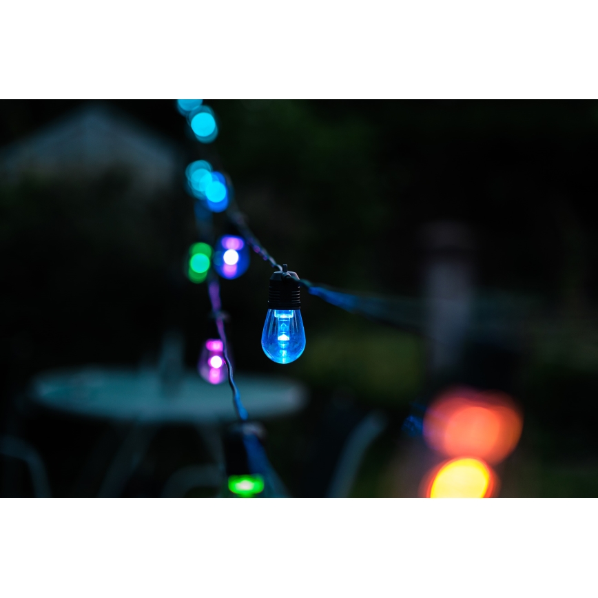 Светодиодная уличная RGB+CCT гирлянда с регулированием яркости GARLAND 15xLED/1W/230V 15 м Wi-Fi Tuya IP65 + дистанционное управление