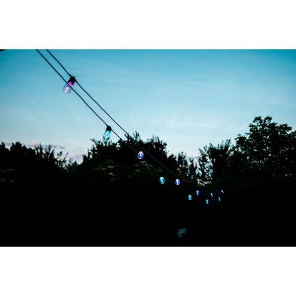 Светодиодная уличная RGB+CCT гирлянда с регулированием яркости GARLAND 15xLED/1W/230V 15 м Wi-Fi Tuya IP65 + дистанционное управление
