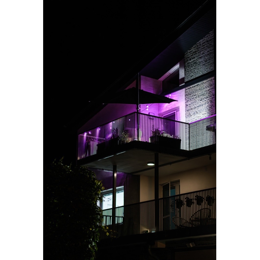 Светодиодная уличная RGB+CCT гирлянда с регулированием яркости GARLAND 15xLED/1W/230V 15 м Wi-Fi Tuya IP65 + дистанционное управление