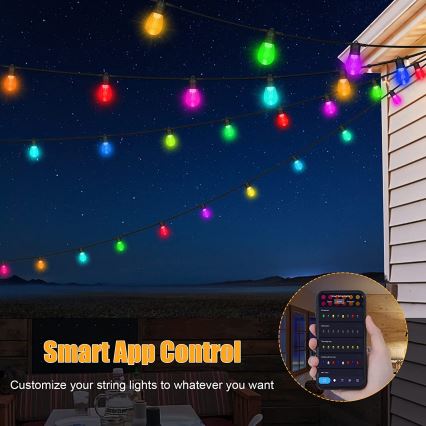 Светодиодная уличная RGB+CCT гирлянда с регулированием яркости GARLAND 15xLED/1W/230V 15 м Wi-Fi Tuya IP65 + дистанционное управление