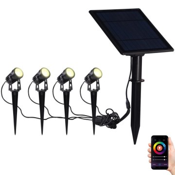 Immax NEO 07903L - Светодиодный RGB-светильник на солнечной батарее с регулированием яркости REFLECTORES 4xLED/1W/5,5V IP65 Tuya