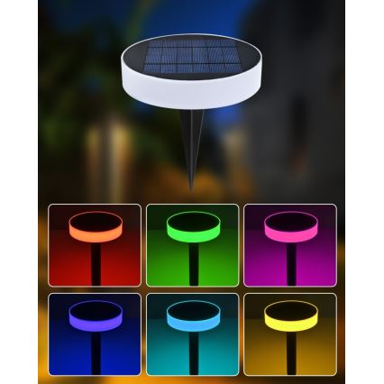 Immax NEO 07910L - Светодиодный RGB-светильник на солнечной батарее с регулированием яркости и датчиком NEO LITE LED/1W/5V круглый IP54 Tuya 1300 mAh