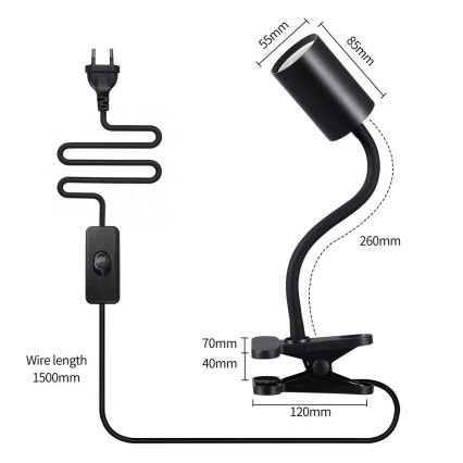 Immax NEO 08293L - Гнучка лампа з кліпсою PUNTO 1xGU10/9W/230V чорна