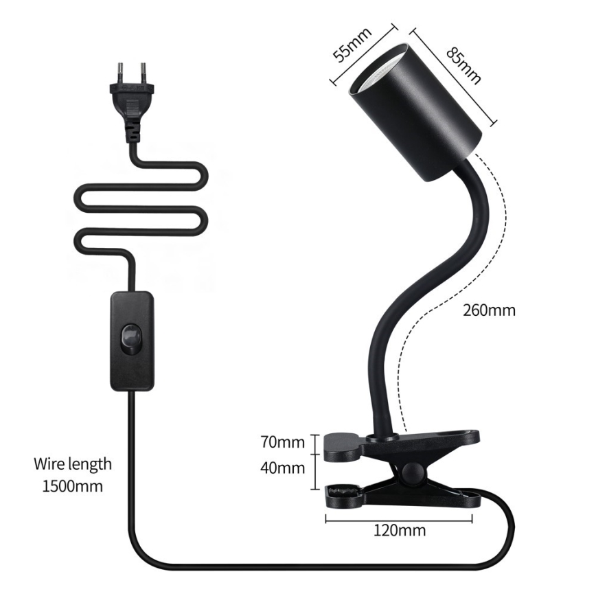 Immax NEO 08293L - Гнучка лампа з кліпсою PUNTO 1xGU10/9W/230V чорна